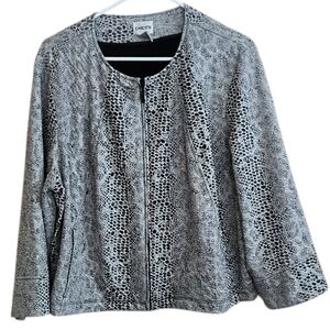 Chicos Gray Snakeskin Print Zip Up Blazer/Jacket Size 3(US XL)